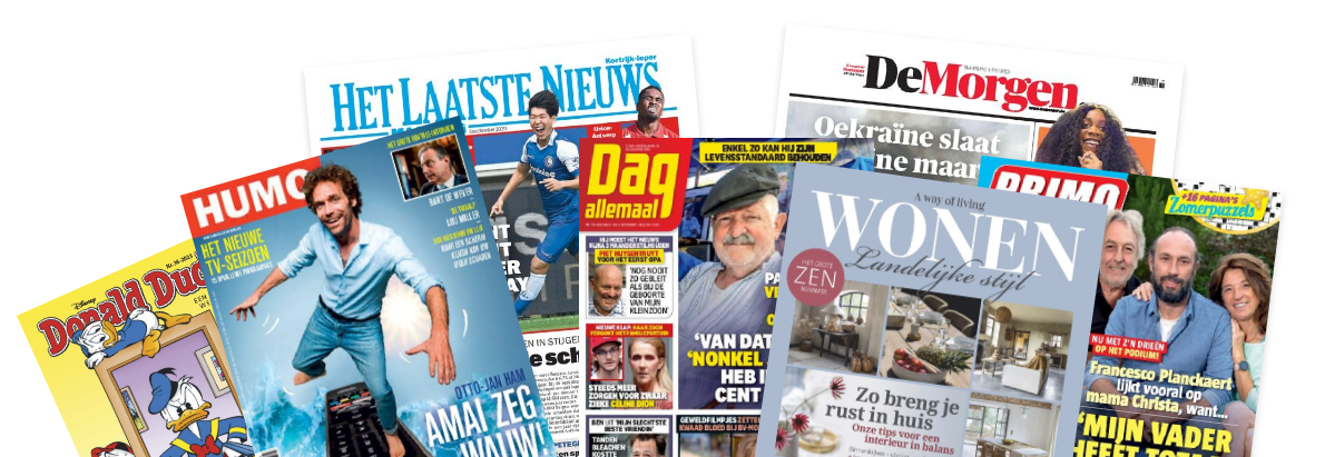 Afbeelding van tijdschriften en kranten die in Kiosk.nl worden verkocht